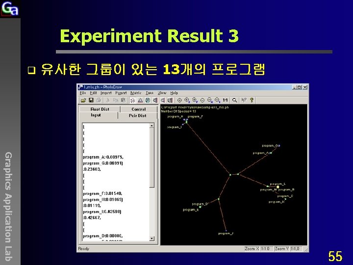 Experiment Result 3 q 유사한 그룹이 있는 13개의 프로그램 Graphics Application Lab 55 