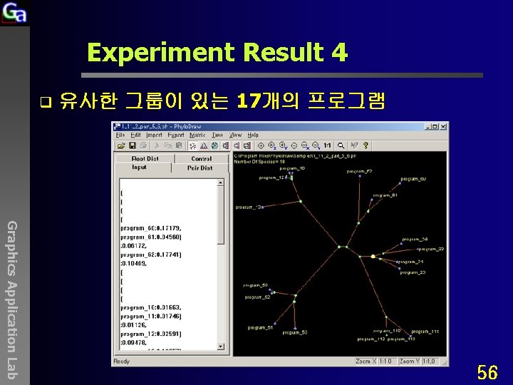 Experiment Result 4 q 유사한 그룹이 있는 17개의 프로그램 Graphics Application Lab 56 