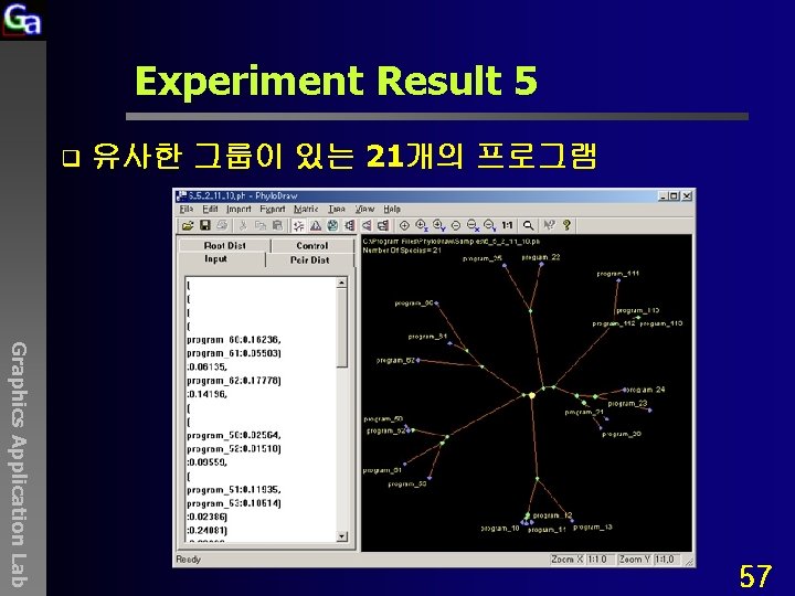 Experiment Result 5 q 유사한 그룹이 있는 21개의 프로그램 Graphics Application Lab 57 