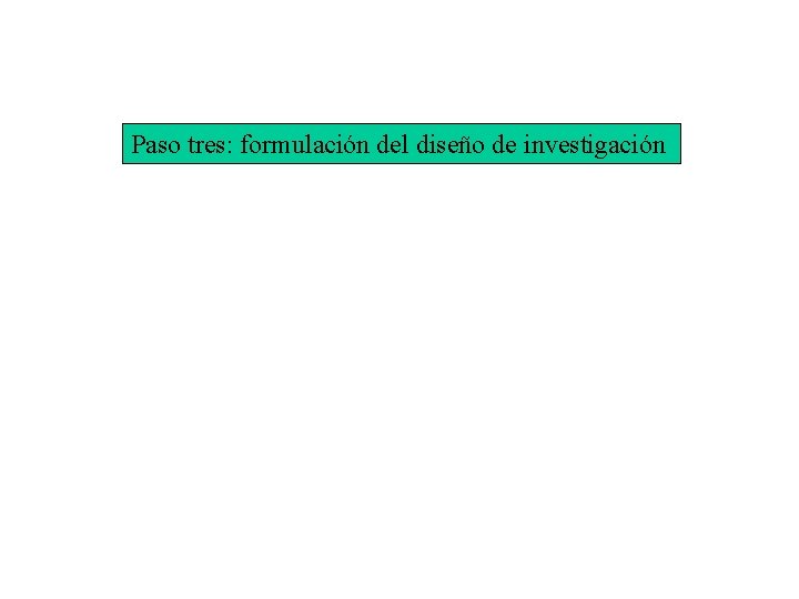 Paso tres: formulación del diseño de investigación 