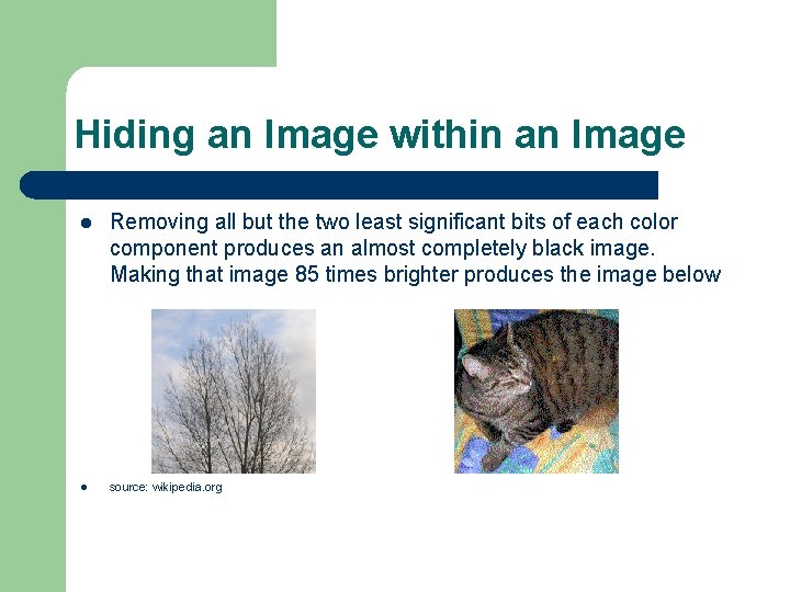 Hiding an Image within an Image Removing all but the two least significant bits