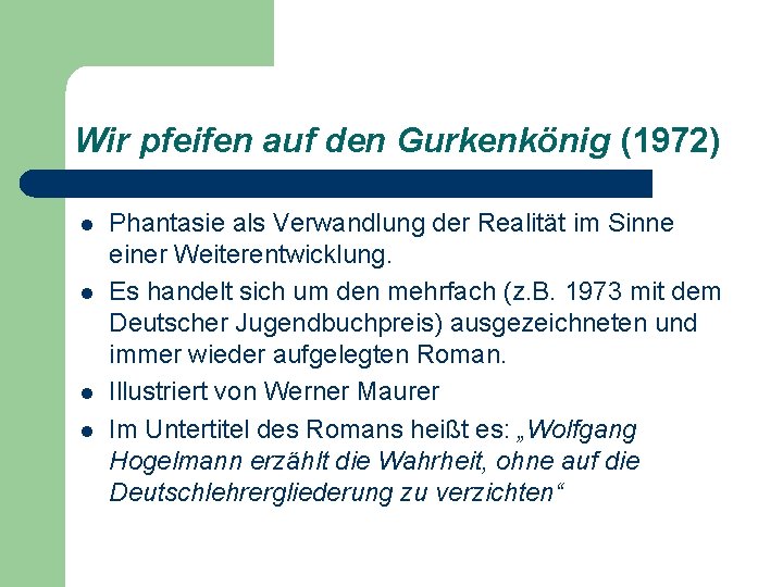 Wir pfeifen auf den Gurkenkönig (1972) l l Phantasie als Verwandlung der Realität im