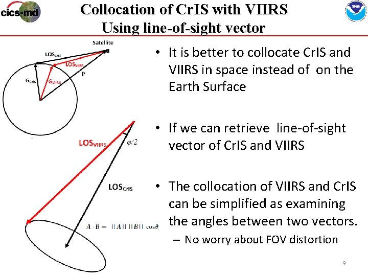 Collocation of Cr. IS with VIIRS Using line-of-sight vector • It is better to