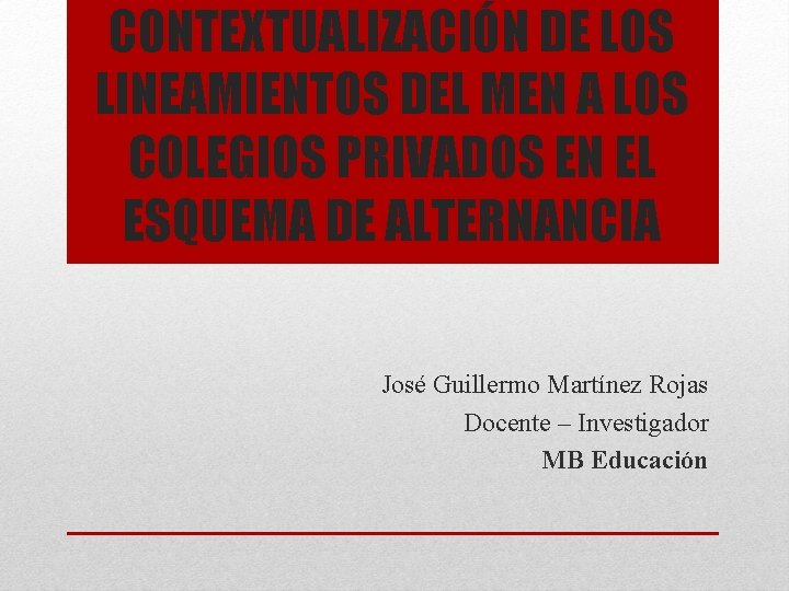 CONTEXTUALIZACIÓN DE LOS LINEAMIENTOS DEL MEN A LOS COLEGIOS PRIVADOS EN EL ESQUEMA DE