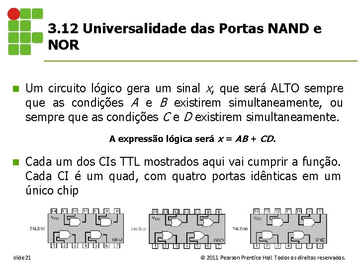 3. 12 Universalidade das Portas NAND e NOR n Um circuito lógico gera um