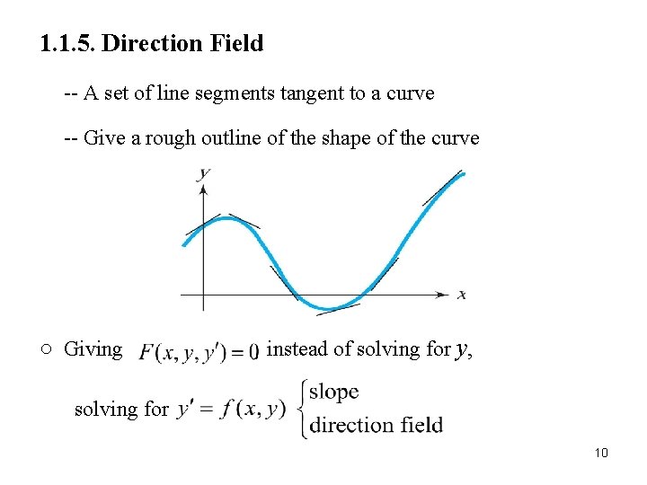 1. 1. 5. Direction Field -- A set of line segments tangent to a
