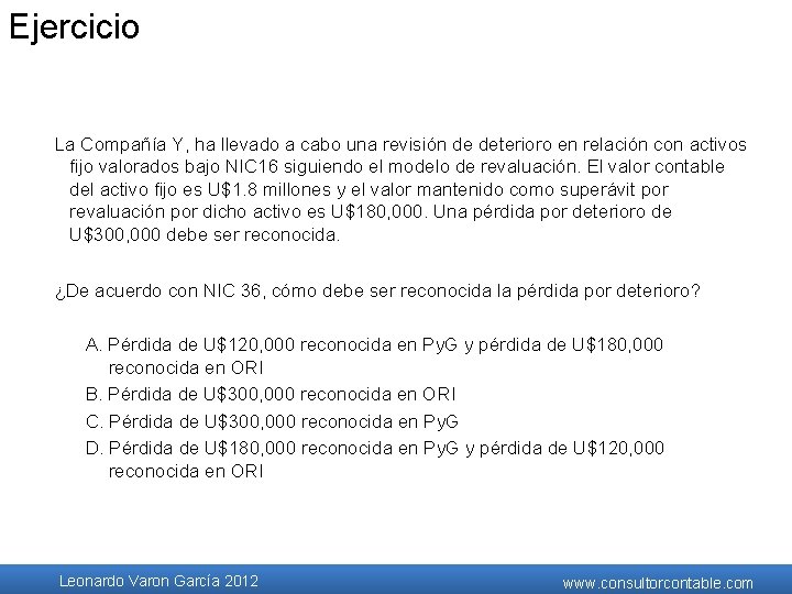 Ejercicio La Compañía Y, ha llevado a cabo una revisión de deterioro en relación Ejercicio La Compañía Y, ha llevado a cabo una revisión de deterioro en relación