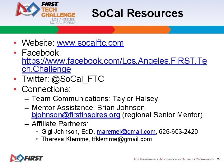 So. Cal Resources • Website: www. socalftc. com • Facebook: https: //www. facebook. com/Los.