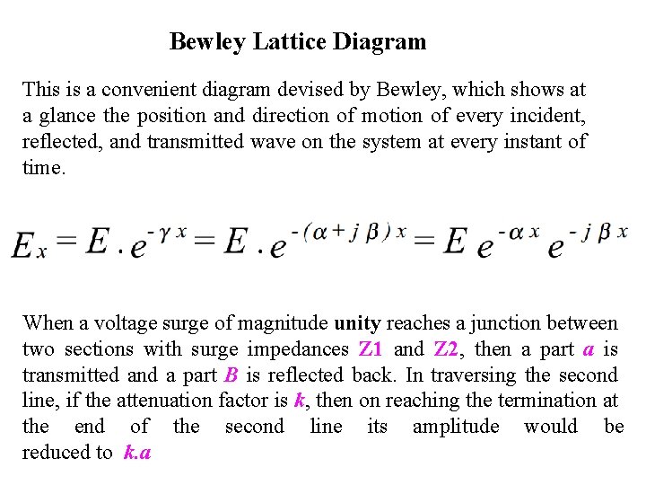 Bewley Lattice Diagram This is a convenient diagram devised by Bewley, which shows at