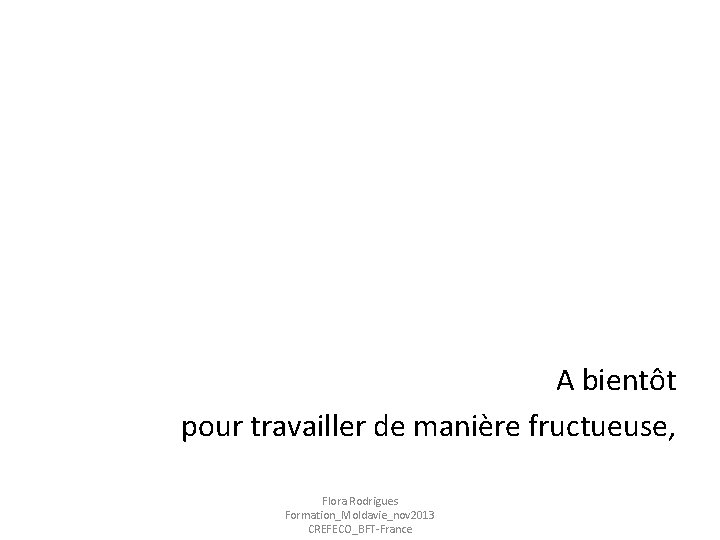 A bientôt pour travailler de manière fructueuse, Flora Rodrigues Formation_Moldavie_nov 2013 CREFECO_BFT-France 