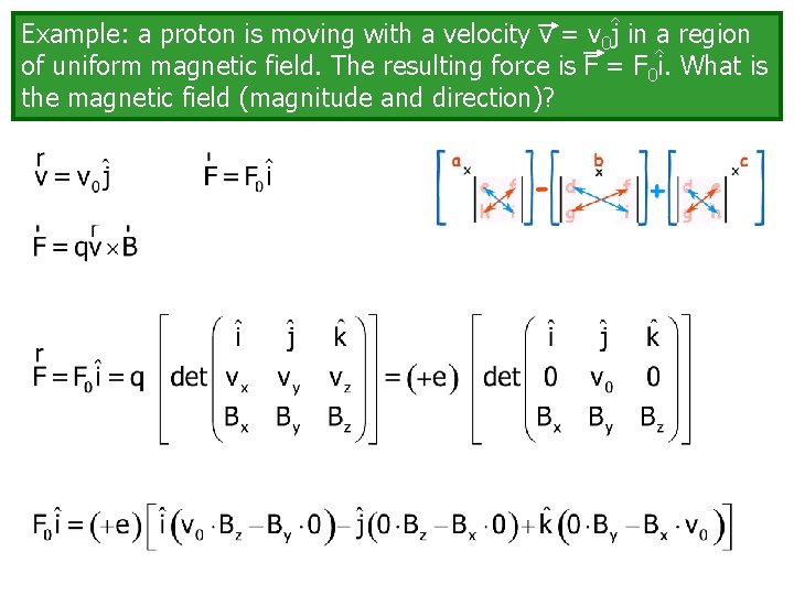 ^ Example: a proton is moving with a velocity v = v 0 j