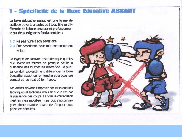 La boxe éducative est un sport d’opposition où chaque touche doit être maîtrisée. Autrement