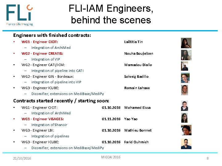 FLI-IAM Engineers, behind the scenes Engineers with finished contracts: • • • WG 1