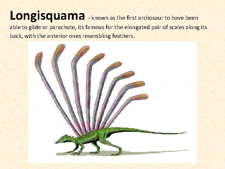 Longisquama - known as the first archosaur to have been able to glide or