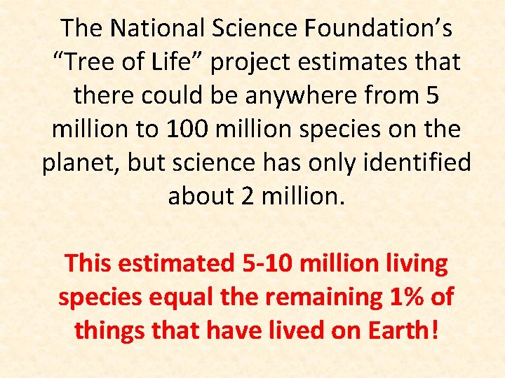 The National Science Foundation’s “Tree of Life” project estimates that there could be anywhere