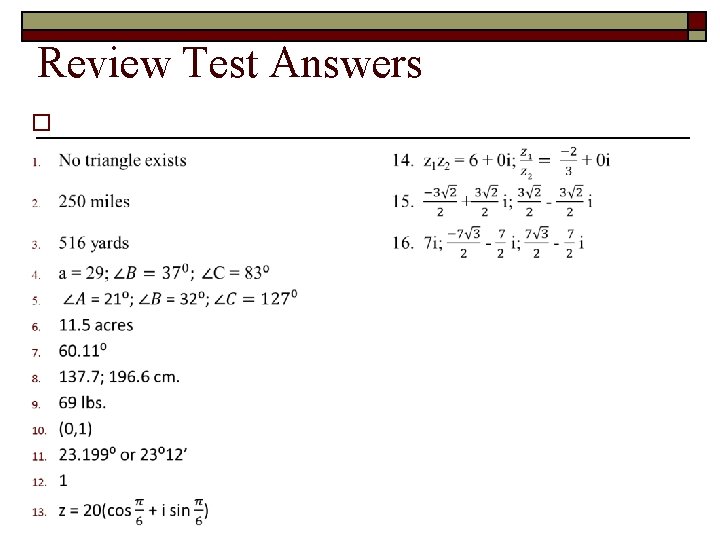 Review Test Answers o 