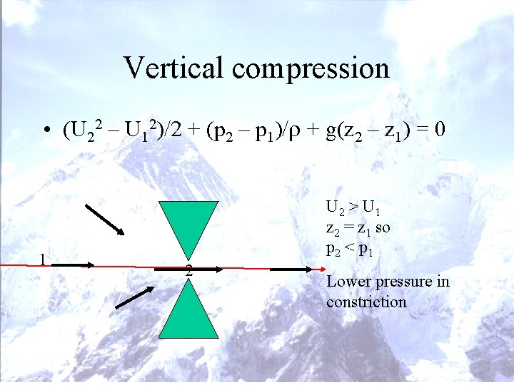 Vertical compression • (U 22 – U 12)/2 + (p 2 – p 1)/r Vertical compression • (U 22 – U 12)/2 + (p 2 – p 1)/r