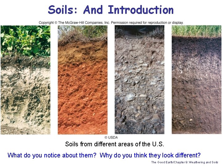Soils: And Introduction Soils from different areas of the U. S. What do you