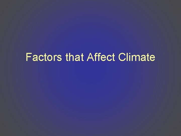 Factors that Affect Climate 