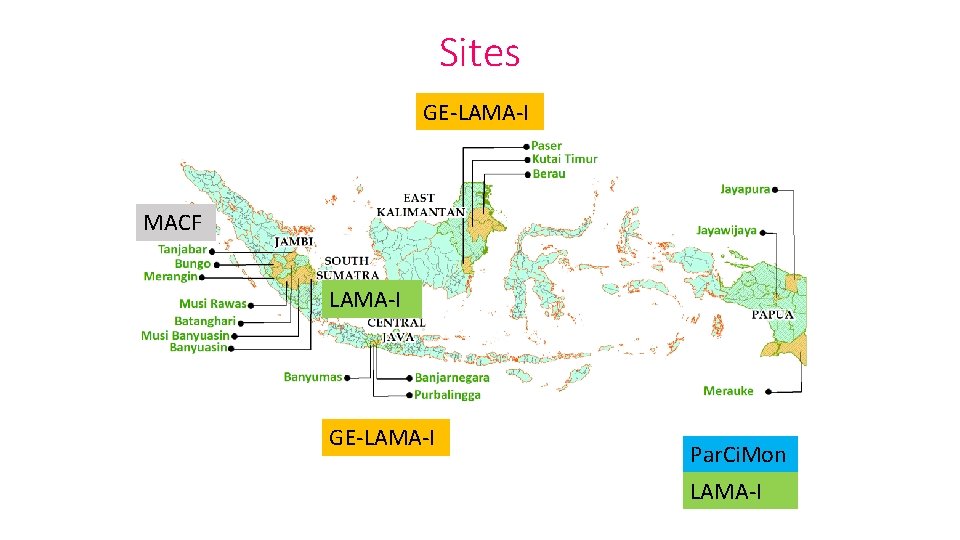 Sites GE-LAMA-I MACF LAMA-I GE-LAMA-I Par. Ci. Mon LAMA-I 