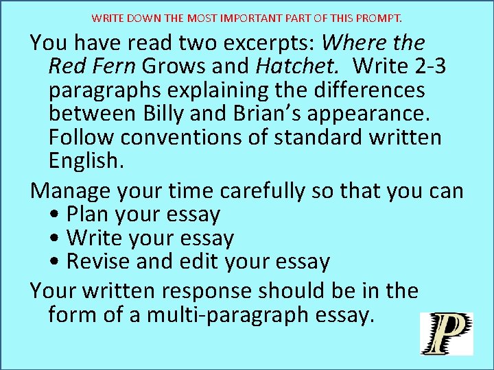 WRITE DOWN THE MOST IMPORTANT PART OF THIS PROMPT. You have read two excerpts: