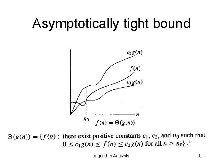 Asymptotically tight bound Algorithm Analysis L 1. 