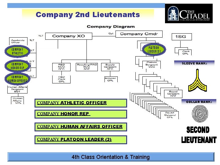 Company 2 nd Lieutenants PLATOON LEADER (3) COMPANY ATHLETIC SLEEVE RANK: COMPANY HONOR REP