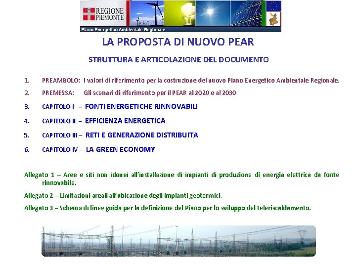 LA PROPOSTA DI NUOVO PEAR STRUTTURA E ARTICOLAZIONE DEL DOCUMENTO 1. PREAMBOLO: I valori