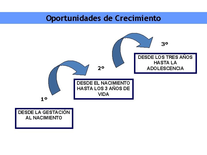 Oportunidades de Crecimiento 3º 2º 1º DESDE LA GESTACIÓN AL NACIMIENTO DESDE EL NACIMIENTO