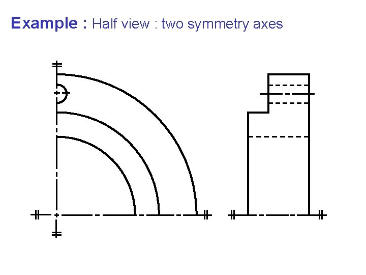 Example : Half view : two symmetry axes 