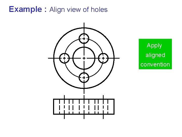 Example : Align view of holes Apply aligned convention 