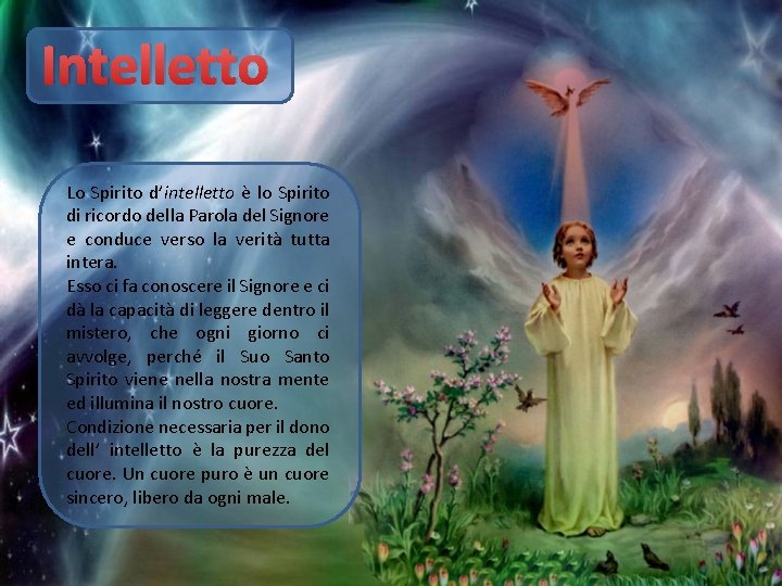 Intelletto Lo Spirito d’intelletto è lo Spirito di ricordo della Parola del Signore e