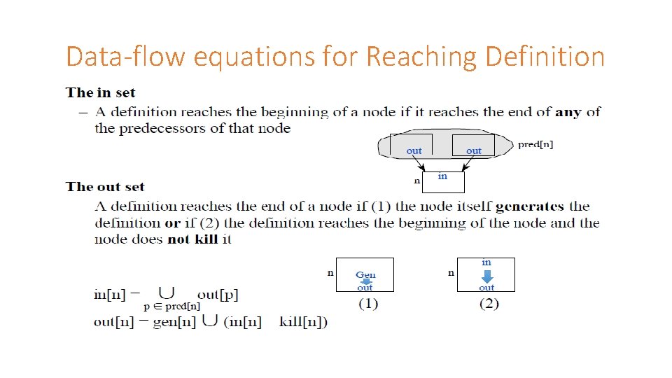 Data-flow equations for Reaching Definition 