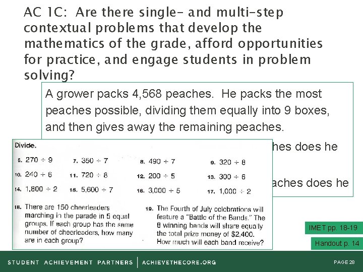 AC 1 C: Are there single- and multi-step contextual problems that develop the mathematics