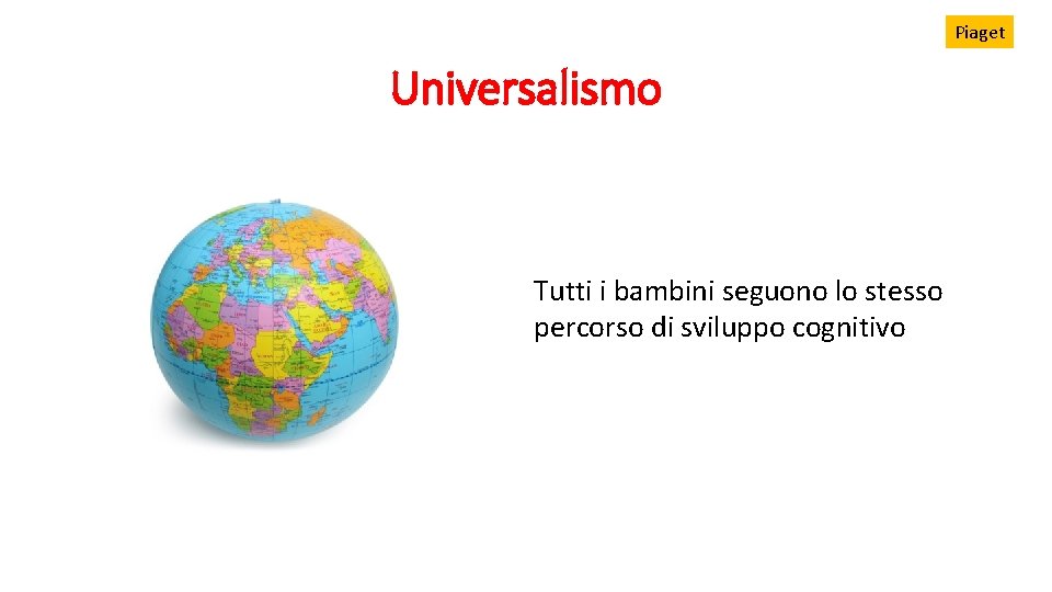 Piaget Universalismo Tutti i bambini seguono lo stesso percorso di sviluppo cognitivo 