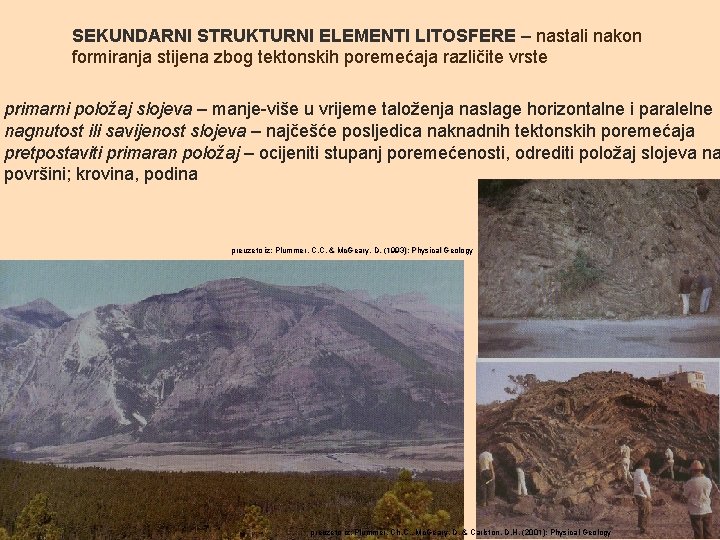 SEKUNDARNI STRUKTURNI ELEMENTI LITOSFERE – nastali nakon formiranja stijena zbog tektonskih poremećaja različite vrste