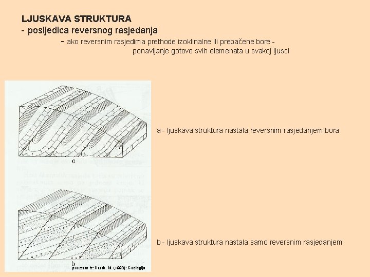 LJUSKAVA STRUKTURA - posljedica reversnog rasjedanja - ako reversnim rasjedima prethode izoklinalne ili prebačene