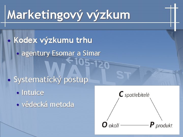 Marketingový výzkum • Kodex výzkumu trhu • agentury Esomar a Simar • Systematický postup