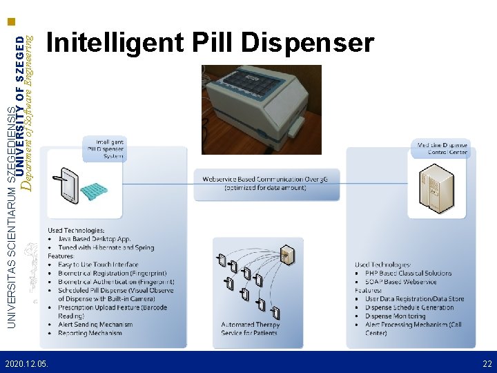 UNIVERSITAS SCIENTIARUM SZEGEDIENSIS UNIVERSITY OF SZEGED Department of Software Engineering Initelligent Pill Dispenser 2020.