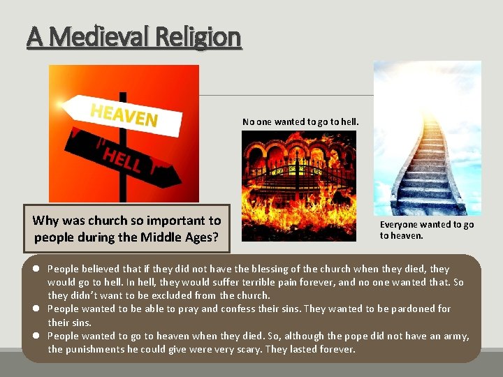 A Medieval Religion No one wanted to go to hell. Why was church so