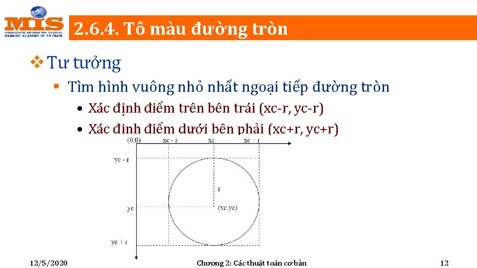 2. 6. 4. Tô màu đường tròn v Tư tưởng § Tìm hình vuông