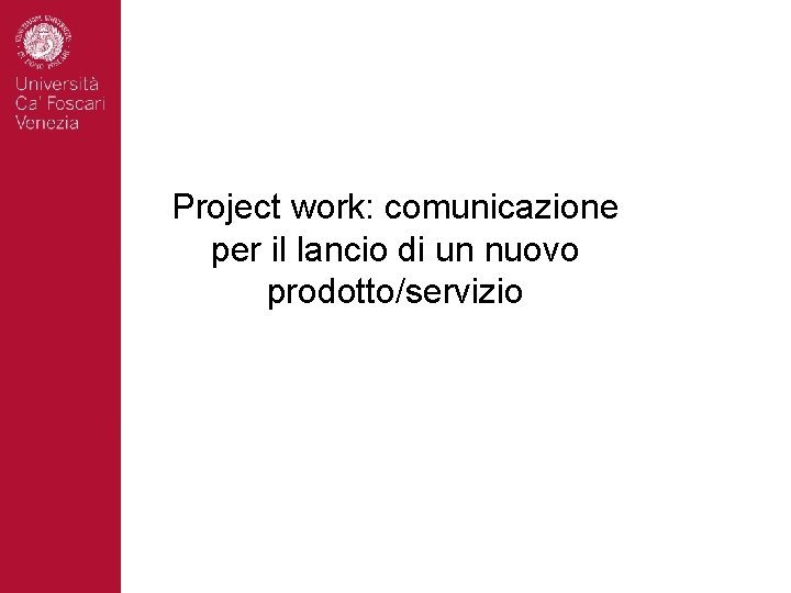 Project work: comunicazione per il lancio di un nuovo prodotto/servizio 