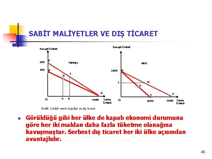 SABİT MALİYETLER VE DIŞ TİCARET Sanayi Ürünü 200 F 100 B Türkiye ABD H