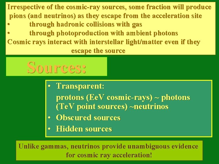 Irrespective of the cosmic-ray sources, some fraction will produce pions (and neutrinos) as they