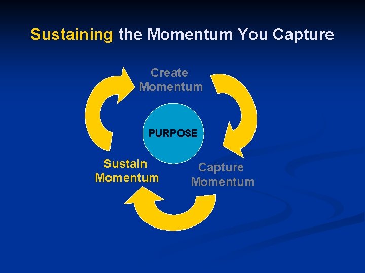 Sustaining the Momentum You Capture Create Momentum PURPOSE Sustain Momentum Capture Momentum 