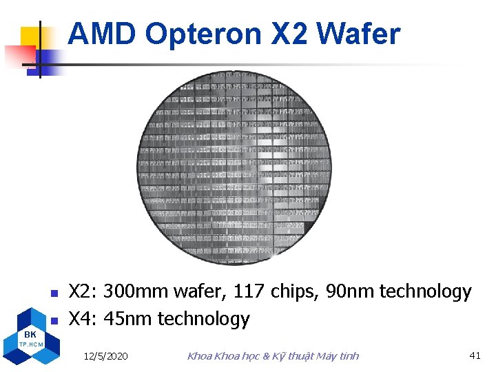 AMD Opteron X 2 Wafer n n X 2: 300 mm wafer, 117 chips,