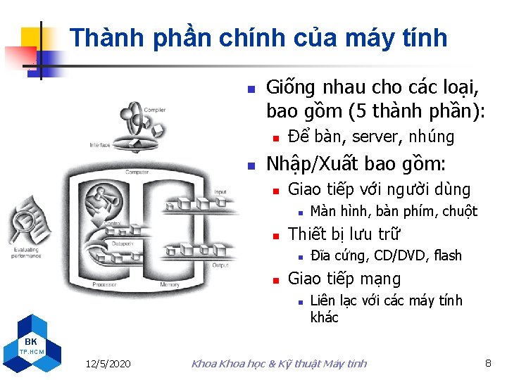 Thành phần chính của máy tính n Giống nhau cho các loại, bao gồm