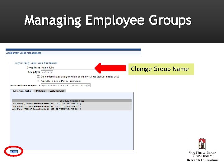 Managing Employee Groups Change Group Name 