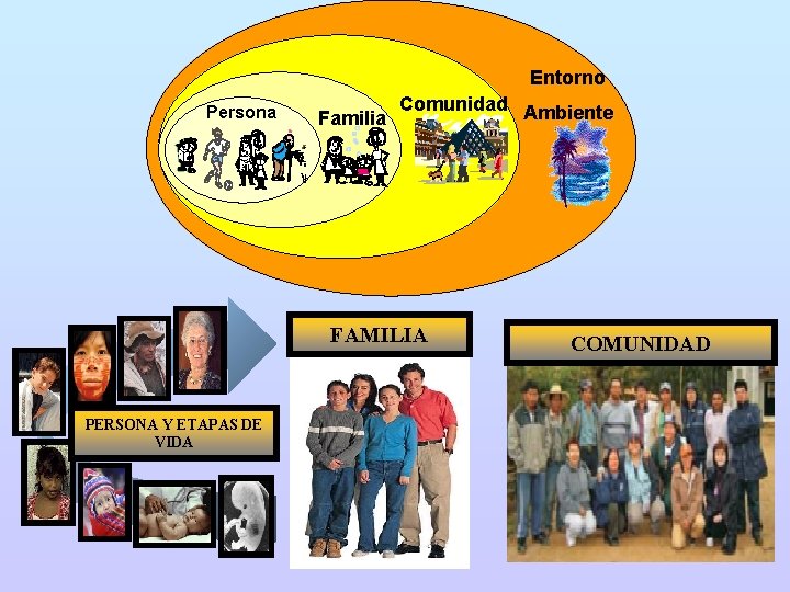 Entorno Persona Familia Comunidad Ambiente FAMILIA PERSONA Y ETAPAS DE VIDA COMUNIDAD 