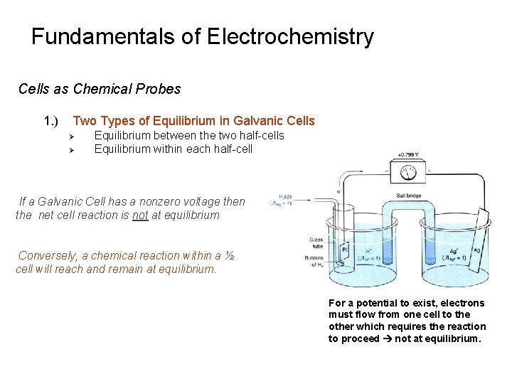 Fundamentals of Electrochemistry Cells as Chemical Probes 1. ) Two Types of Equilibrium in